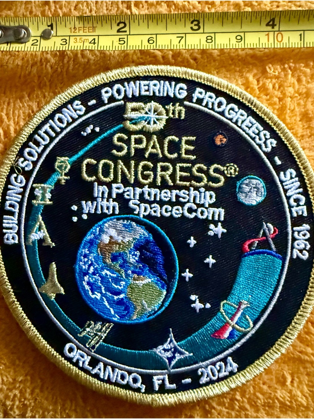 Space Congress 2024 Embroidered Black & Gold Patch — Orlando Event